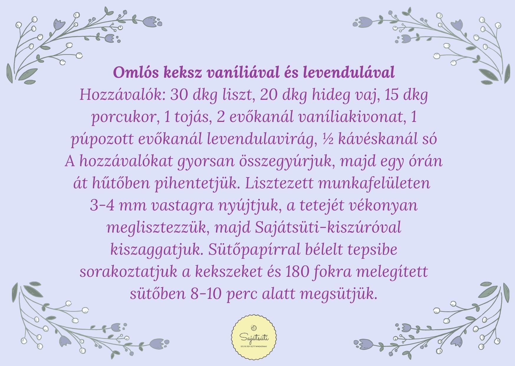 Omlós keksz vaníliával és levendulával